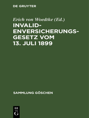 cover image of Invalidenversicherungsgesetz vom 13. Juli 1899